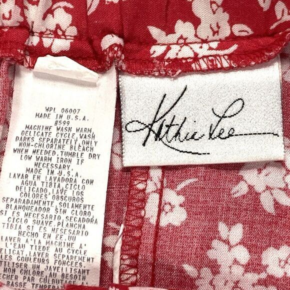 Kathie Lee Button Front Maxi Skirt 6 Red Floral Print Summer Comfy Boho Coastal - Picture 15 of 16